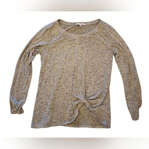 Green Envelope Women's Small Crewneck Sweater With Cinched Waist-Sand Color